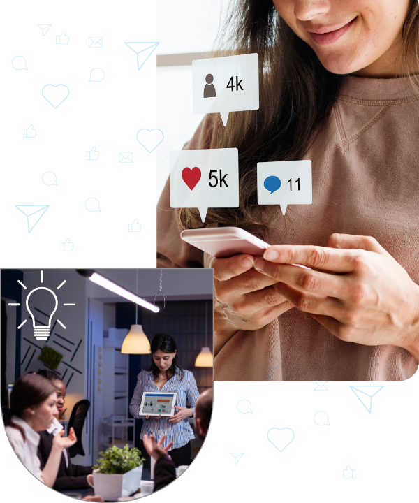 Bildkombination Social Media Icons
